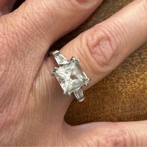 AAA Princess Cut Herkimer Diamond Ring set in 925 Silver